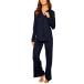 Cosabella Womens Bella Long Sleeve Top &amp; Pants Pajama Set, Navy/Navy, Mediu