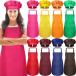 SATINIOR 8 Sets Colored Apron Chef Hat Set Adult with Pockets Adjustable an