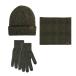 Winter Knit Beanie Hat Neck Warmer Scarf and Gloves Set Cycling Fleece Line