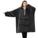 Qeils Oversized Wearable Blanket Hoodie, Comfy Sherpa Sweatshirt Pullover J