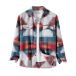 VIEWON Mens Casual Aztec Print Button Down Woolen Long Sleeve Lightweight L