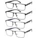 Dilly Vision 4-Pack Mens Reading Glasses Blue Light Blocking,Spring Hinge S