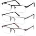 JJWELL 3 Pack Blue Light Reading Glasses for Men, Lightweight Metal Rectang