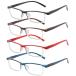 Przene 4 Pack Rectangle Fashion Anti Blue Light Reading Glasses for Men Wom