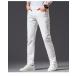  мужской Denim брюки джинсы стрейч удобный вышивка soft распорка джентльмен одежда Denim длинные брюки низ белый 