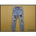  H and M повреждение обработка джинсы *34^ обтягивающий / стрейч / Denim брюки / б/у обработка / мужской /25.2-25