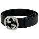  Gucci GUCCI signature leather belt Inter locking G Guccisima GG pattern belt sima leather black men's used wrapping possible 