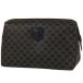  Celine CELINE Macadam pattern pouch make-up cosme case second bag make-up pouch PVC Brown black lady's used 
