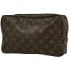  Louis * Vuitton Louis Vuittontu loose towa let 28 second bag make-up pouch monogram Brown M47522 lady's used 