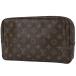  Louis * Vuitton Louis Vuittontu loose towa let 28 second bag make-up pouch monogram Brown M47522 lady's used 