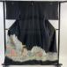  кимоно куротомэсодэ длина 156cm длина рукава 62cm S... есть сосна бамбук слива здание чёрный натуральный шелк превосходящий товар б/у 