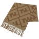  Fendi FENDI Zucca рисунок muffler бахрома Logo muffler шерсть Brown женский б/у 