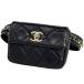  Chanel CHANEL здесь Mark сумка-пояс matelasse поясная сумка сумка "body" кожа черный женский б/у 