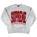  Supreme Supreme Logo тренировочный обратная сторона ворсистый пирог ru земля футболка tops хлопок полиэстер светло-серый мужской б/у 