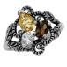 Silvershake Citrine Smoky Quartz and White Topaz 925 Sterling Silver Vintage Style Leaf Ring Size 8