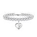 Estendly Initial Heart Charm Bracelets for Women Kids Stainless Steel Beads 26 Letters Bracelet Jewelry Birthday Gift fo