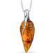 PEORA Genuine Baltic Amber Leaf Drop Pendant Necklace for Women 925 Sterling Silver Rich Cognac Color with 18 inch Chain