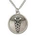 Silver Toned Round Nursing Medal Charm Necklace 1 Inch
