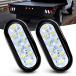 Nilight - TL-09 6 Inch Oval White LED Trailer Tail Lights 2PCS 10 LED w/Flush Mount Grommets Plugs IP67 Waterproof Rever