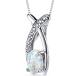 PEORA Created White Fire Opal Open Infinity Pendant Necklace for Women 925 Sterling Silver 0.76 Carat Oval Shape 7x5mm w