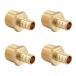 (Pack of 4) EFIELD Pex 3/4 Inch x 3/4 Inch NPT Male Adapter Brass Barb Crimp Fittings ASTM F1807