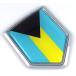 Bahamas Flag Bahamian Emblem Chrome Car Decal Sticker Badge Shield Shape