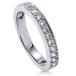 BERRICLE Sterling Silver Wedding Rings Pave Set Cubic Zirconia CZ Anniversary Half Eternity Ring for Women Rhodium Plate