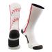 MadSportsStuff Baseball Socks with Stitches in Crew Length (White/Red Medium)