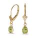 14k Yellow Gold Pear Peridot Bezel Lever-back Earrings