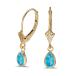14k Yellow Gold Pear Blue Topaz Bezel Lever-back Earrings