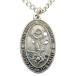 WJH Saint Michael Pewter Medal Oval Pendant 1 Inch on 24 Inch Stainless Steel Chain Gift