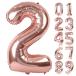 Lausatekba Rune aluminium способ судно цифра 2 номер 40 дюймовый большой день рождения happy день рождения украшение установка память день party примерно 90cm rose Gold 