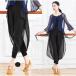  lady's Dance practice put on lesson put on yoga bare. pants monkey L gaucho pants classic dance costume chiffon flare pants ball-room dancing wear two point 