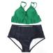 [ used ]Ritzype plum design bai color high waist bikini swimsuit L green x black lady's 