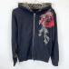 [ б/у ]CROPPED HEADS укороченные брюки hez мир рисунок вышивка Zip выше Parker тренировочный черный женский 