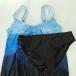 [ б/у * не использовался товар ] One-piece фитнес купальный костюм внутренний брюки накладка имеется 2XL черный x голубой женский 