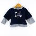  Celine короткий рукав тренировочный накладывающийся надеты способ окантовка long T baby для девочки 80 размер темно-синий белый CELINE