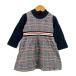  Familia One-piece длинный рукав в клетку tops baby для девочки 90 размер темно-синий × белый × orange Familiar