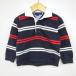  Tommy Hilfiger длинный рукав вязаный Rugger рубашка окантовка рисунок baby для мальчика 2T/B размер темно-синий × белый × красный TOMMY HILFIGER