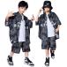  ребенок одежда hip-hop Kids танцевальный костюм рубашка короткий рукав брюки постановка одежда Kids танцевальный костюм комплект peiz Lee рисунок Dance одежда девочка мужчина тренировка надеты 