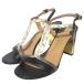 ���i Salvatore Ferragamo �T�����@�g�[���t�F���K�� ���U�[�h�^���� T�X�g���b�v �A���N���X�g���b�v �T���_�� 5C 22.5cm �u���b�N�n ���f�B�[�X �Ò� ����