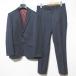 хорошая вещь TAKEO KIKUCHI Takeo Kikuchi полоса tailored jacket брюки выставить костюм размер 1 темно-синий мужской б/у одежда б/у 