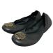  хорошая вещь TORY BURCH Tory Burch кожа двойной T балетки Flat туфли-лодочки размер 7M примерно 24cm черный женский б/у одежда б/у 