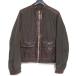  прекрасный товар Z Zegna Zegna кожа × нейлон Zip выше жакет XS 46 размер Brown мужской б/у одежда б/у 