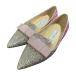  прекрасный товар JIMMY CHOO Jimmy Choo g Ritter po Inte dotu Flat туфли-лодочки размер 35 1/2 примерно 22.5cm розовый × серебряный женский б/у одежда б/у 