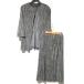  прекрасный товар PLEATS PLEASE плиссировать шкив z Issey Miyake общий рисунок кардиган + юбка выставить 3 Brown × оттенок желтого женский б/у одежда б/у 