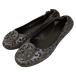  прекрасный товар TORY BURCH Tory Burch Leopard рисунок балетки Flat туфли-лодочки размер 6.5M примерно 23.5cm металлик серый женский б/у одежда б/у 