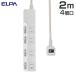 ELPA �d���^�b�v �ϗ��X�C�b�`�t�^�b�v AC4�� 2m �z���C�g WLK-42S(W) OA�^�b�v �^�b�v �����R�[�h �R�[�h �R���Z���g