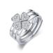 MIKAMU クローバー 指輪 レディース CZダイヤモンド シルバー925 純銀製 ハート リング フリーサイズ 結婚指輪 婚約指輪 3個格安セール 着物　振袖　格安レンタル