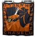  Chanel CHANEL шелк шарф черный × Brown 